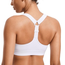 SYROKAN Power On Y Back Sports Bra for Women High Impact Adjustable Padded Wireless Bras White (Please Order one Size up) XX-Large