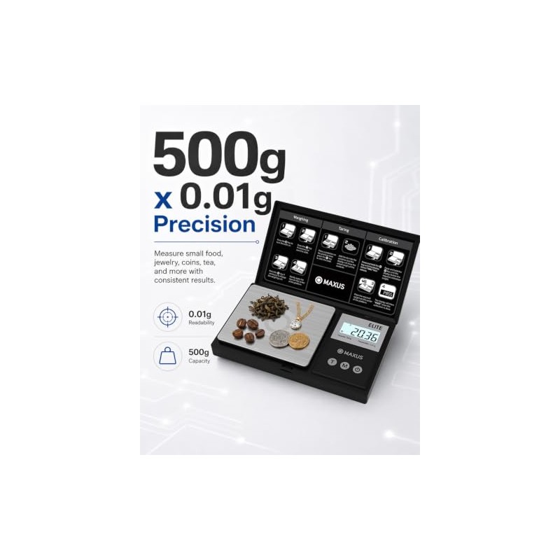 MAXUS Digital Pocket Gram Scale 500g x 0.01g High Precision