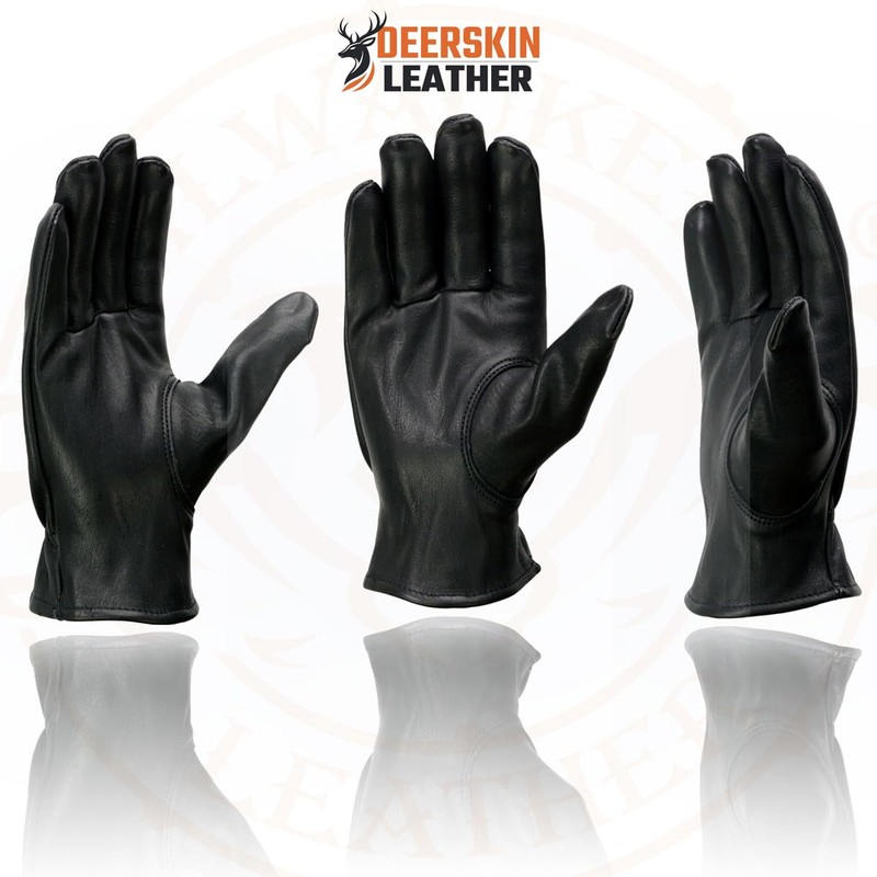 Milwaukee Leather MG7595 Men's Black Deerskin Unlined Motorcycle Hand Gloves