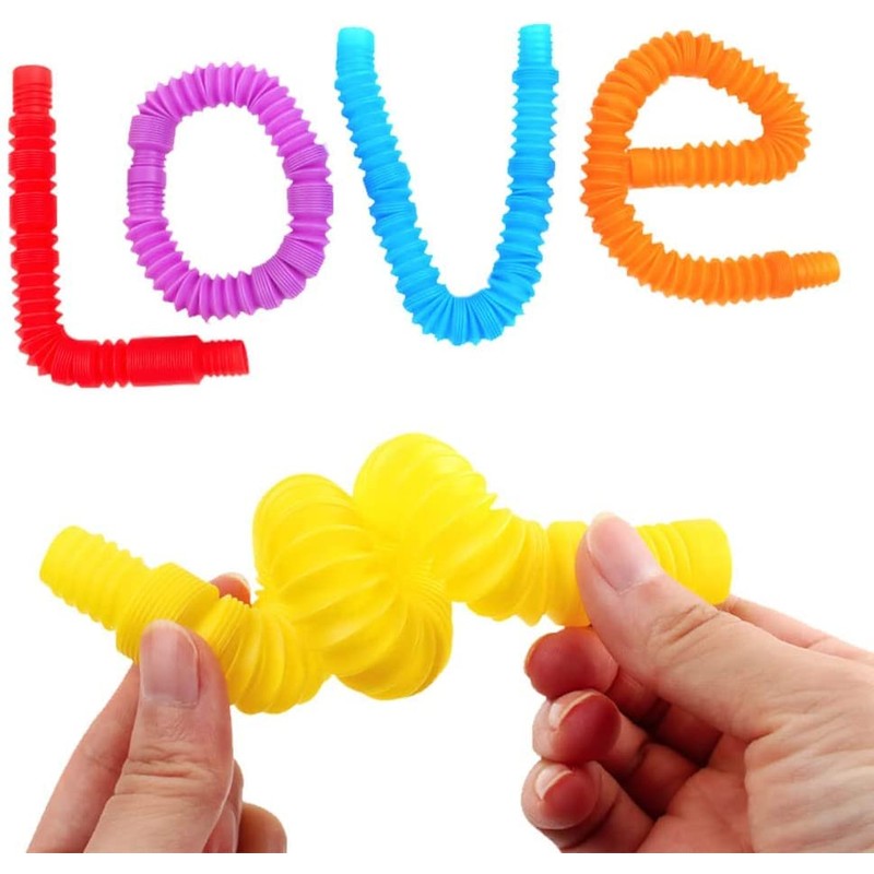 Set of 16 Rainbow Pop Tubes Relieves Stress and Anxiety