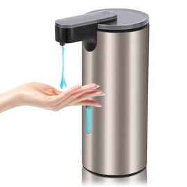 MEKOTRIN Automatic Soap Dispenser Touchless 330ML Rechargable Hand Soap Dispenser with 3 Adjustable Level, Stainless Steel Hand Wash Dispenser, Liquid Shower Gel Dispenser for Bathroom Kitchen