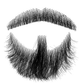 YKYUASD Fake Beard Goat Beard Goatee Realistic Mustache Facial Hair Hand Tied Invisible for Halloween Dressing Cosplay Makeup Party (Black)