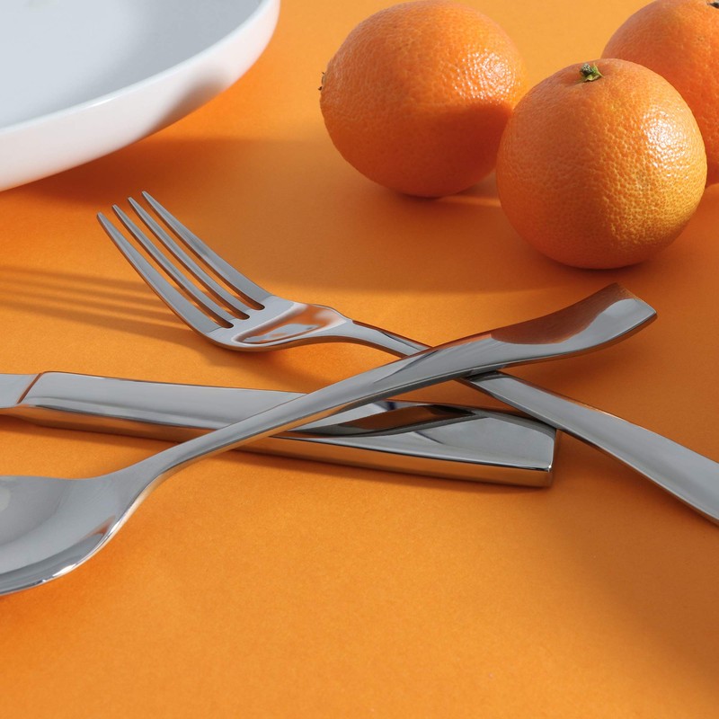 Gourmet Settings 20-Piece Silverware Strand Collection. Polished Stainless Steel Flatware