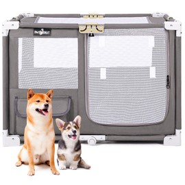 Paw Ballet Dog Playpen, Portable Collapsible Dog Crate for Medium Dogs, Cats, Oxford Fabric Puppy Playpen, Dog Play Pen Indoors with Carrying Bag, Cat Playpen for Travel Camping, Outdoor (M)