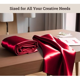 SARVAM FASHION Satin Fabric 10 Yard Bridal Solid for Wedding Dress Fashion Crafts Costumes Decorations Silky Satin 44” - (10 Yard, Apple Red)