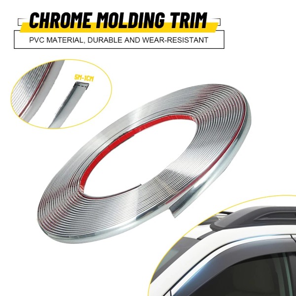 Unbranded 1CM * 5M Chrome Trim Molding Strip Car Door