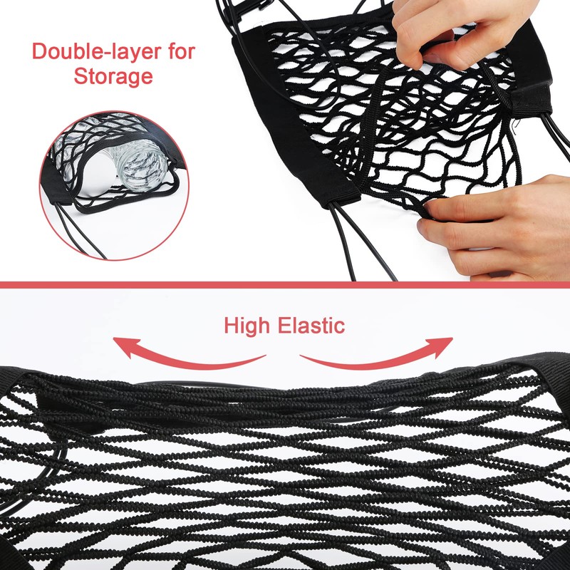 Motorcycle Cargo Nets, 10x11inch Double Layer Helmet Net for Motorcycle
