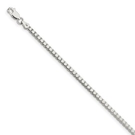 Solid 925 Sterling Silver 2.5mm Box Chain Bracelet - with Secure Lobster Lock Clasp 7"