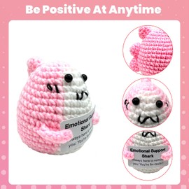 CAREOR Positive Shark, Mini Knitted Shark Positive Shark Crochet Animals Emotional Support Inspirational Motivational Encouragement Gift Party Decoration (Pink)