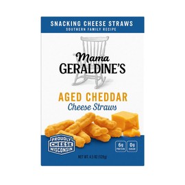 Mama Geraldine's - Aged Cheddar Cheese Straws - 4.5 Ounce, 12 Pack - Crisps, Chips, Gourmet Baked Snacks, Bite Sized Cheese Straw Snacks for Appetizer