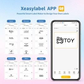 vretti BQ1 Label Printer with 1 Roll Starter Tape, Bluetooth Label Printer, Thermal Labeler Sticker, Print Size 25-58 mm, Compatible with iOS and Android for Retail, Office, Supermarket