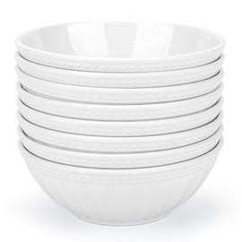 KX-WARE 7-inch Melamine Bowls, 30-ounce Salad/Pasta/Dinner Bowls | set of 8, White