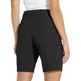 Willit Women's 10" Hiking Cargo Shorts Stretch Golf Active Long Shorts Quick Dry Outdoor Summer Shorts Black S