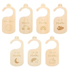 7 Pcs Baby Wardrobe Dividers, Wood Baby Clothes Dividers from Newborn to 24 Month, Baby Closet Organizers Safe Wardrobe Separators for Infant Newborn Boys & Girls