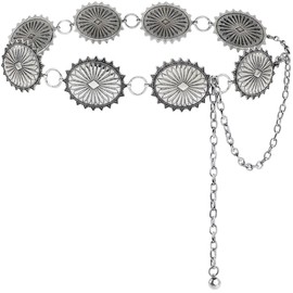 Xiokyo Silver Concho Belt Western Chain Belt Carving Waist Chain Belt for Women Dress Jeans