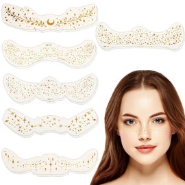 12pcs Gold Freckles Temporary Face, Sparkle Makeup Patches, Cute Accessories for Women, Waterproof Glow Up Face Glitter Speckles Cosmetic Stickers for Women Festival Carnival Party Dancing Makeup