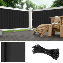 Goleray 2.5'x12' Balcony Privacy Screen Fence Panels Outdoor Deck Shade Fencing, Apartments Railing Cover UV Protection Outside Screen for Patio Porch, Black