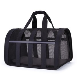 Treer Transport Bag for Pets, Transport Box for Dogs and Cats, Foldable Pet Transport Box, Lightweight Travel Carry Bag for Travel on Plane, Car or Train (40 x 27 x 24 cm, Black)