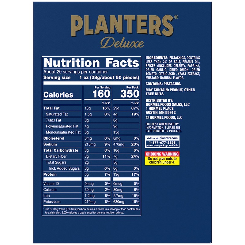 PLANTERS Spicy Cajun Pistachio Kernels, 2.25 oz Pack (Pack of