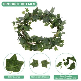 M METERXITY 3-Pack Artificial Ivy Vines Kit, 6 ft Silk Greenery Fake Ivy Vines for Room Decor, Ivy Garland for Bedroom/Window/Wedding/Party/Wall Hanging Plants [Grass Green]