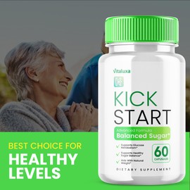 Vitaluxa Kick Start Balanced Sugar Supplement Pills, KickStart Glyco Optimizer Capsules Balance Support, Kick Start Glycogen Maximum Strength Premium Blend All Natural Ingredients Health Balance (60 Capsules)