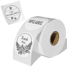 MFLABEL 2" 750 Labels White Circle Direct Thermal Stickers Labels Roll Compatible with Zebra, Rollo, MUNBYN, Self-Adhesive Round Direct Thermal Labels