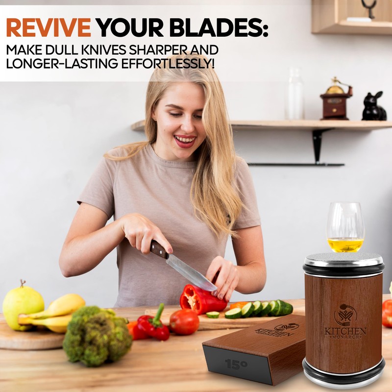 Kitchen Monarch Rolling Knife Sharpener - Knife Sharpening Kit for