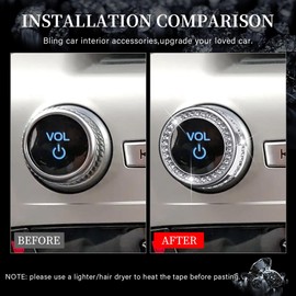 LECART Car Interior Accessories Fit for Ford Explorer 2024 2023 2022 2021 2020 Headlight Switch & VOL Volume Tune Knob Covers Bling Auto Decoration Stylish Metal Decal Decor Trims 3Pcs