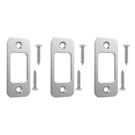 Round Corner Deadbolt Strike Plate 1" x 2-1/4" with 6 Screws 1-3/8" (Satin Nickel) - 3 Pack