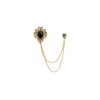 Knighthood Brooch Lapel Pin for Men Black Stone Gold Engraving
