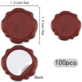 CRASPIRE 100Pcs Six Pointed Star Wax Seal Stickers 30mm Classic Red Envelope Sealing Stamp Sticker Self Adhesive for Valentine’s Day Wedding Invitation Birthday Gift Wrapping Christmas DIY Craft Decor
