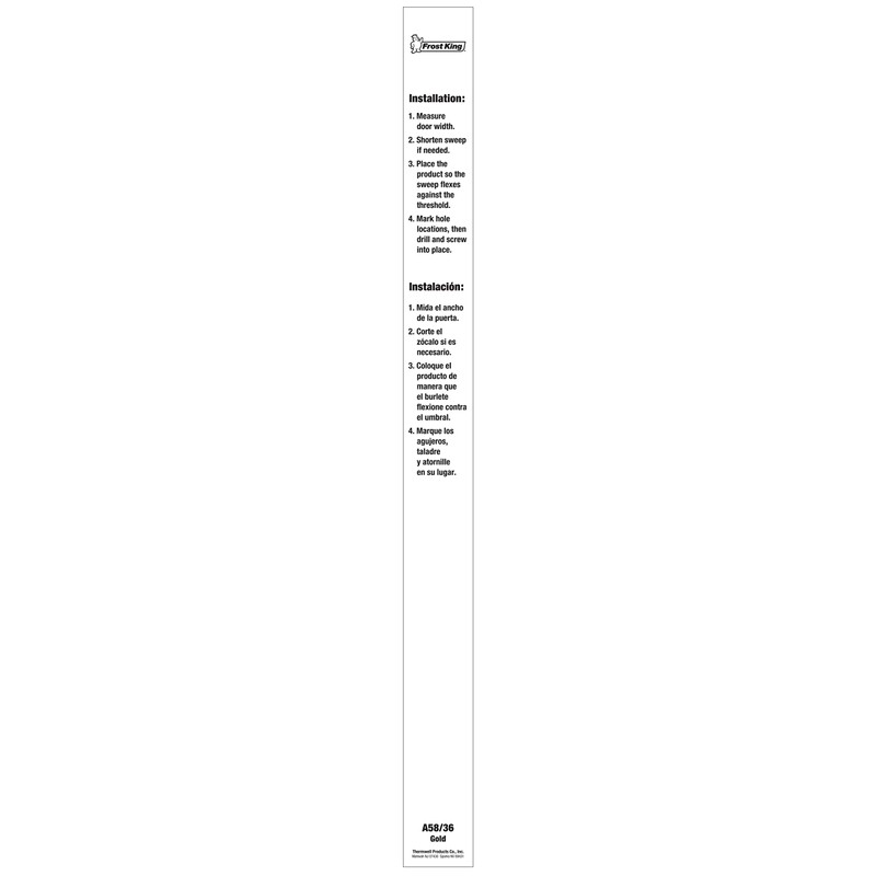 Frost King A58/36H Premium Aluminum And Vinyl Door Sweep 1-5/8-Inch