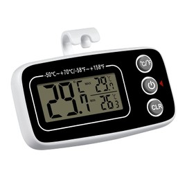Vicloon Fridge Thermometer, Digital Freezer Thermometer with Hook, LCD Display, Reading, Max Min Record Function, Perfect for Indoor Use, Home, Restaurants (White and Black)