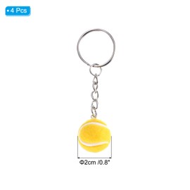 [PATIKIL] Tennis Key Chain 4pcs Mini Tennis Ball Key Chain Key Ring Cute Sports Key Ring for Sports Lovers Yellow