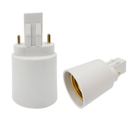 E-Simpo GX23 to E26/E27 Lamp Base Adapter, CFL PL Lamp, 2P in Parallel, Flame Retardant PBT, Phosphor Bronze, GX23-2 Base 13w Quad Tube