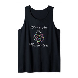 Blessed Are The Peacemakers Colorful Heart White Lettering Tank Top