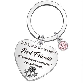 QMVMV Lovely Best Friend Friendship Keyrings Gifts For Women Girls Birthday Christmas Graduation Long Distance Presents Keychain Engraved