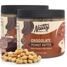 Nutty Novelties Chocolate Peanut Butter - High Protein, Healthy Peanut Butter - All-Natural Peanuts Free of Cholesterol, Preservatives & Salt - 100% Vegan - 2 x 15 Ounces