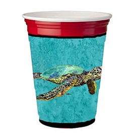 Caroline's Treasures 8659RSC Turtle Red Solo Cup Koozie Hugger, Red Solo Cup, Multicolor