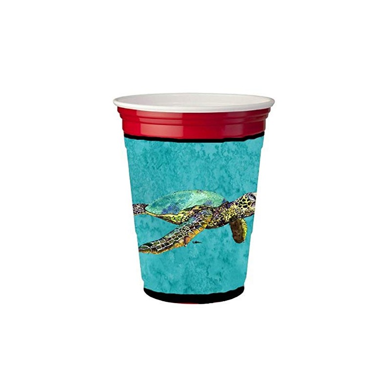 Caroline's Treasures 8659RSC Turtle Red Solo Cup Koozie Hugger, Red