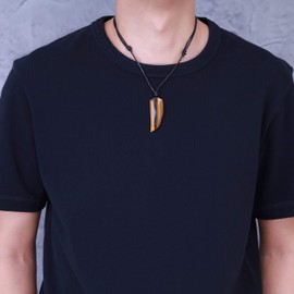 COAI Wolf Tooth Leather Cord Healing Crystal Tiger Eye Necklace