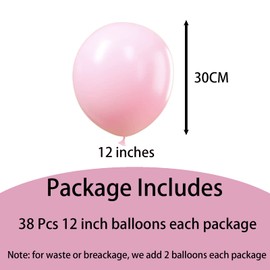 Pastel Pink Balloons 12 Inches, Pack of 36 Macaroon Pink Balloons Helium Balloons, Light Pink Latex Balloons, Party Balloons for Birthday, Wedding, Gender Reveal, Bridal Shower, Baby Shower