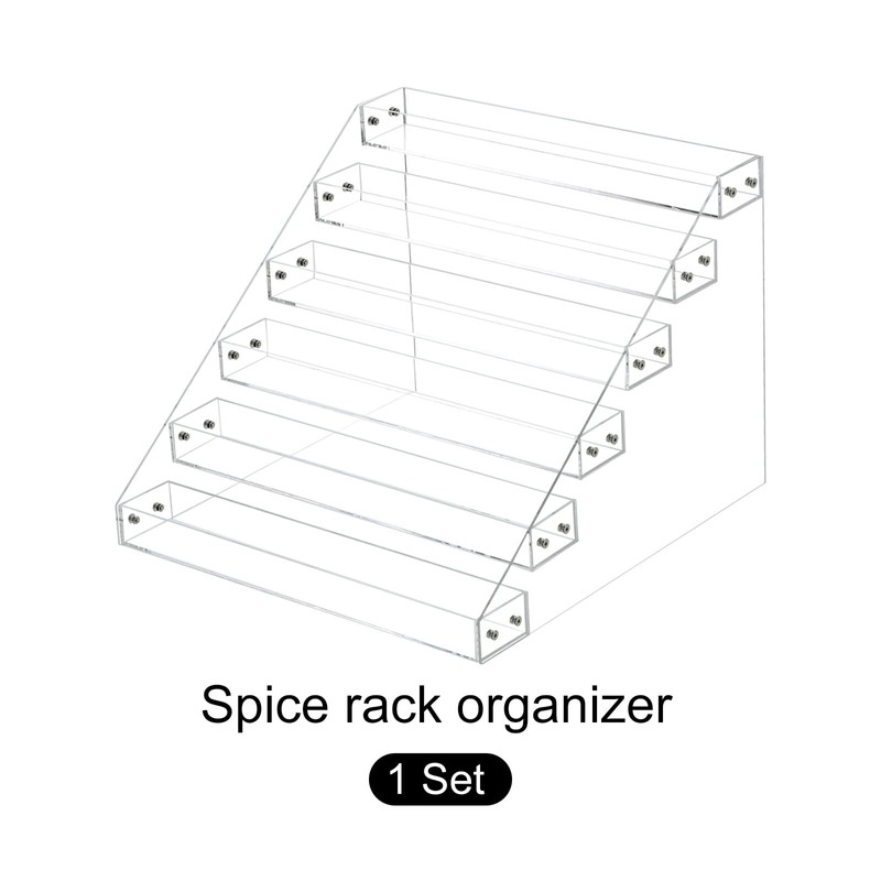 METALLIXITY Acrylic Spice Rack, 6 Tier Clear Spice Drawer Organizer