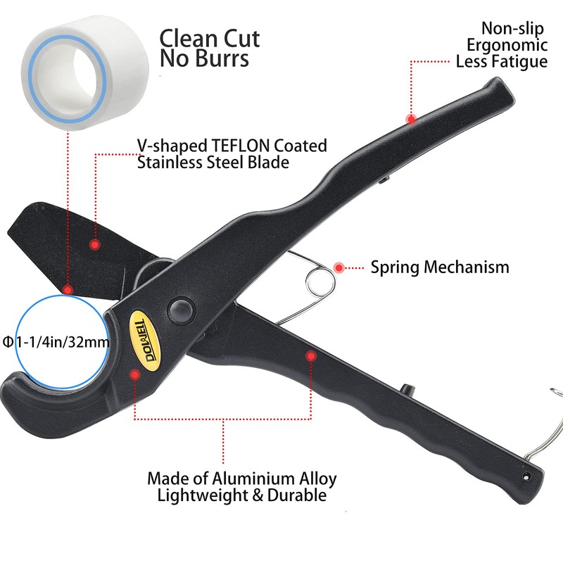 DOWELL PVC Pipe Cutter Spring Drive Pipe and Tube Cutter