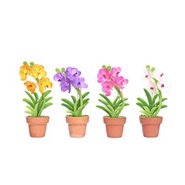 ablossom Cute Orchid Refrigerator Magnets for Fridge, Tiny Strong Magnets Artificial Flower Clay Handmade for Home Decoration, Set of 4 PCS.
