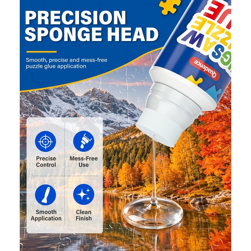 Quadence Jigsaw Puzzle Glue, 200ML Clear Sealer with Sponge Applicator