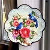 Minigift Ceramic Collections Plate,3D Hand Painted Magpies and Red Azaleas