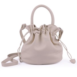 PETITCHOU Shoulder Bag, Pouch, Handbag, 2-way, Pleat, Diagonal, Compact, Small, Lightweight, Minimalist, Travel, Korean, PU Leather, white