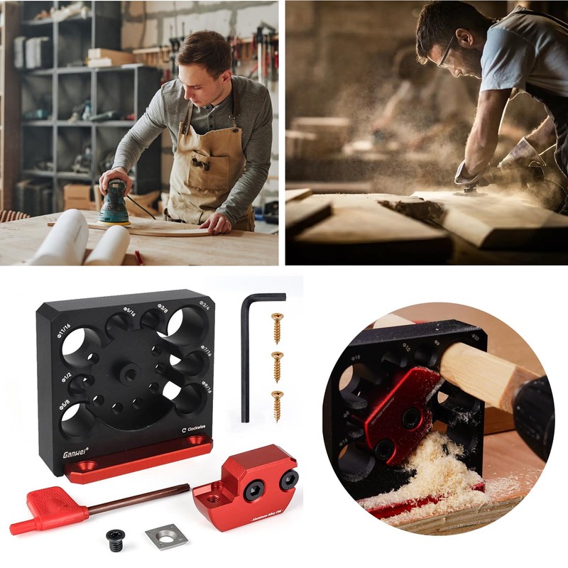 AACGIN Dowel Maker Jig Kit, Imperial 5/16-3/4inch Adjustable Drill Milling
