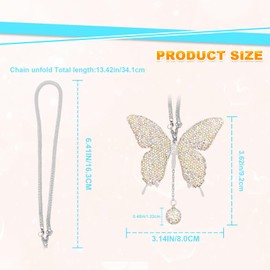 Bling Butterfly Diamond Car Hanging Accessories, Crystal Car Rear View Mirror Charms, Charms Good Luck Gifts Amulet Ornament Hanging Interio Car Decoration for Women Interior(Colorful)